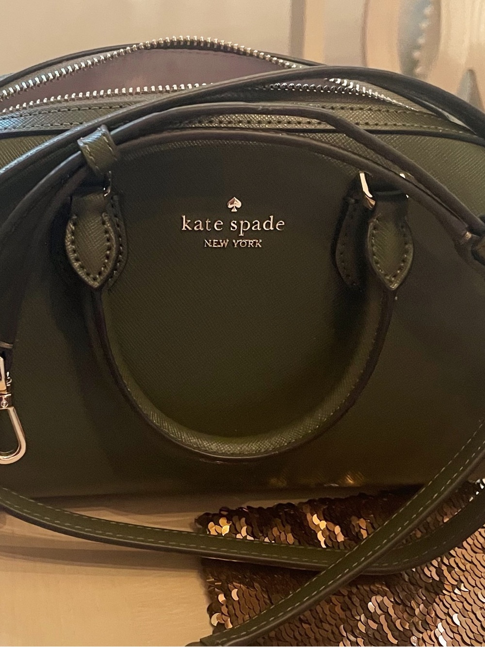 kate spade Olive Green Dome Satchel with Crossbody Strap